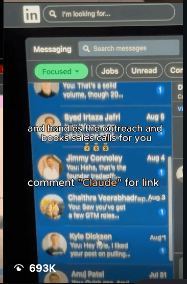 Original reel screenshot showing 693K views